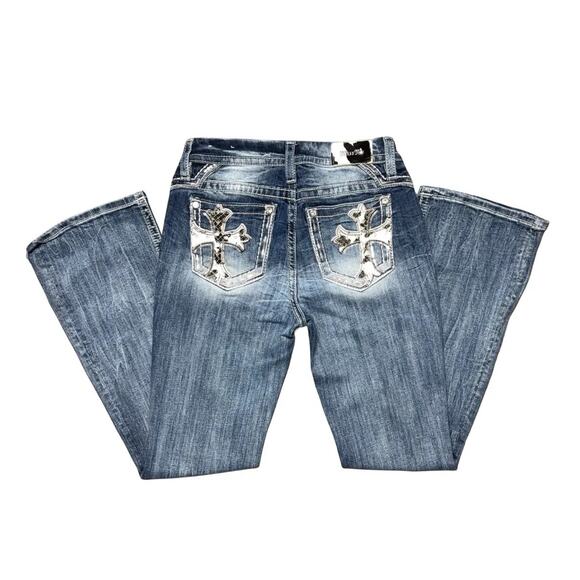 Miss Me Cross Cowprint curvy bootcut jean 27 - Picture 1 of 6